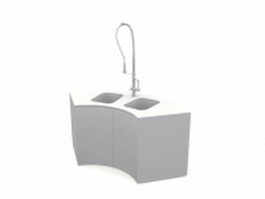 Corner kitchen cabinet sink 3d model preview