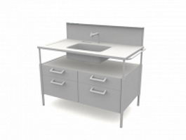Free standing kitchen cabinet sink 3d model preview