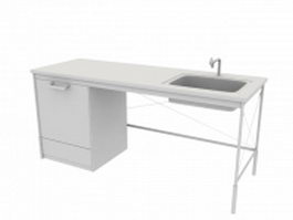 Kitchen table with sink 3d model preview