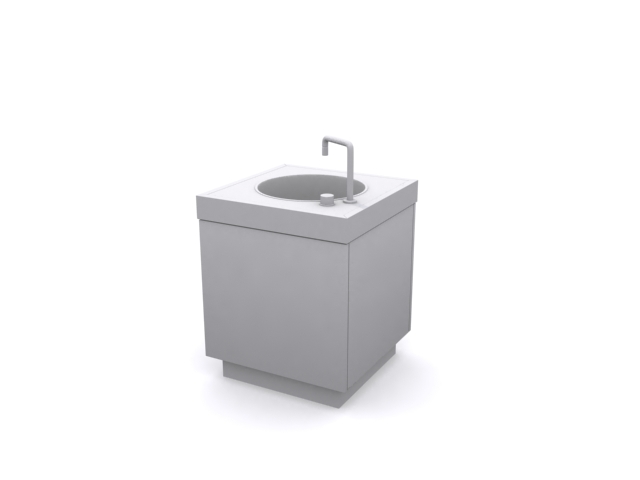 Single bowl kitchen cabinet sink 3d rendering