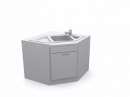 Kitchen cabinet single sink 3d model preview