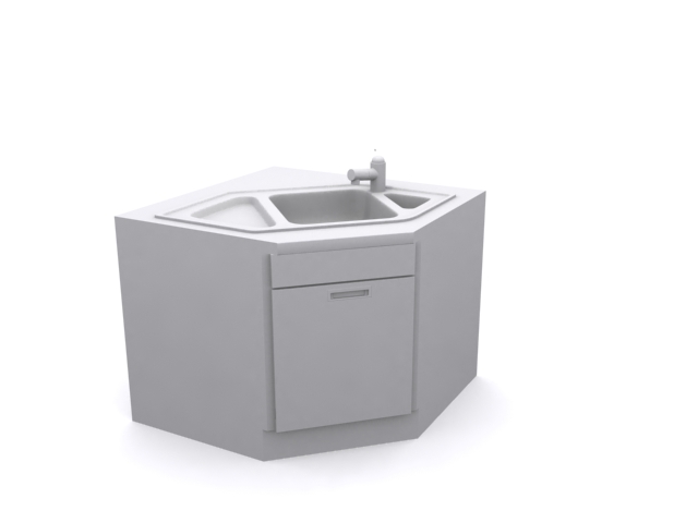 Kitchen cabinet single sink 3d rendering