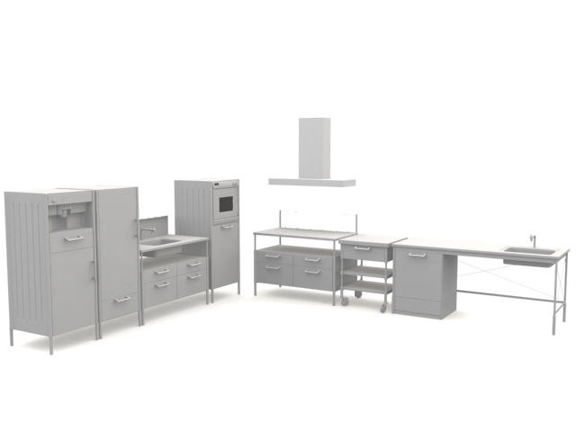 Modern kitchen 3d rendering