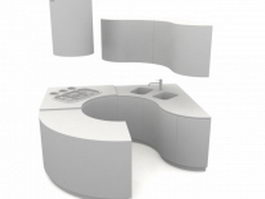O shape kitchen counter 3d model preview