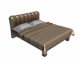 Soft headboard double size bed 3d model preview