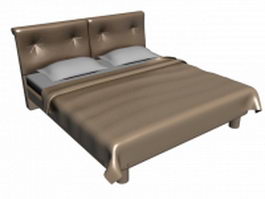 Double size leather bed 3d model preview