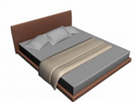 Wood base mattress bed 3d model preview