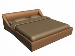 Teak wood double bed 3d model preview