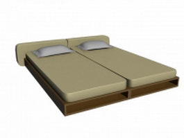 Wood platform bed 3d model preview