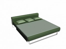 Chrome platform double bed 3d model preview