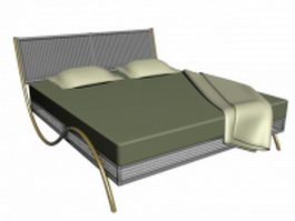 Brass platform double bed 3d model preview