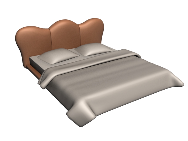Brown leather platform bed 3d rendering