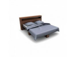 Wood frame bed 3d model preview