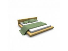 Solid wood platform bed 3d model preview