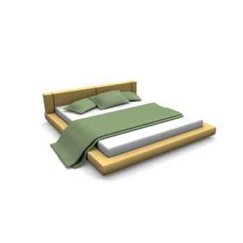 Solid wood platform bed 3d rendering