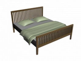 Mission style wood bed 3d model preview