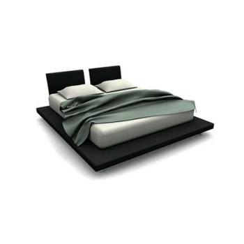 Ikea black platform bed 3d rendering