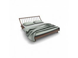 Modern-style platform bed with headboard 3d model preview