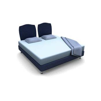 Blue platform bed 3d rendering