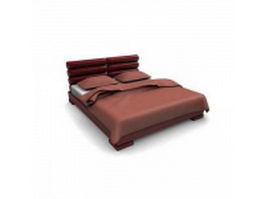 Red upholstered platform bed 3d model preview