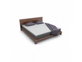 Minimalist wood double bed 3d preview