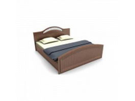 Classic wood double bed 3d model preview