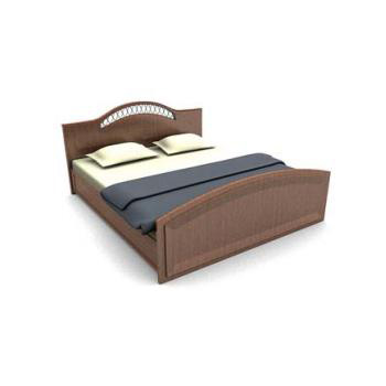 Classic wood double bed 3d rendering