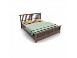 Classic style wood bed 3d model preview