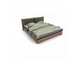 Wooden double bed 3d model preview