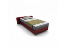 Red upholstered single bed 3d model preview