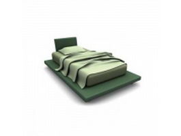 Green single platform bed 3d model preview