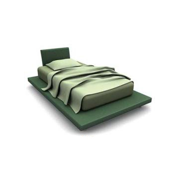 Green single platform bed 3d rendering