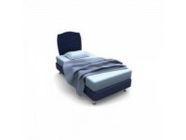 Blue single bed 3d model preview