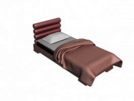 Upholstered red single bed 3d model preview