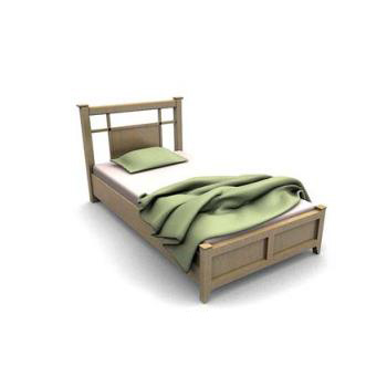 Classical style wood single bed 3d rendering