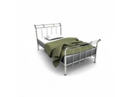 White metal single bed 3d model preview
