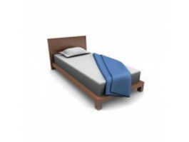 Single size wood platform bed 3d model preview
