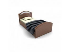 Classic wood single bed 3d model preview
