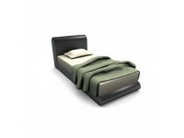 Black leather twin bed 3d model preview