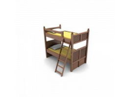 Wood bunk bed 3d model preview