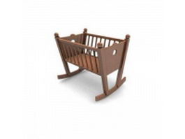 Wood rocking crib 3d preview