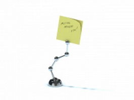 Chrome metal memo clip with sticky note 3d model preview