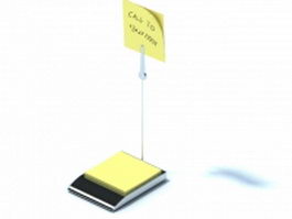 Memo holder with clip and sticky note 3d model preview