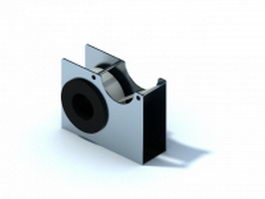 Metal tape dispenser with adhesive label 3d preview
