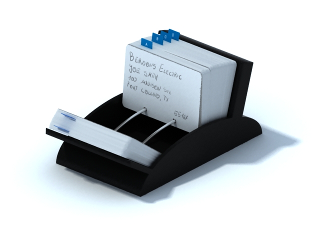 Rolodex business card file 3d rendering