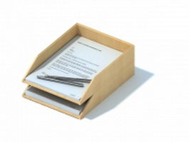 Office wooden file holder rack 3d model preview
