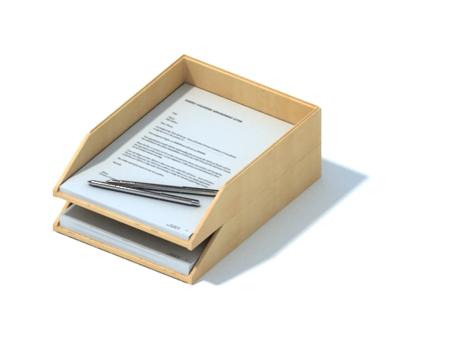 Office wooden file holder rack 3d rendering