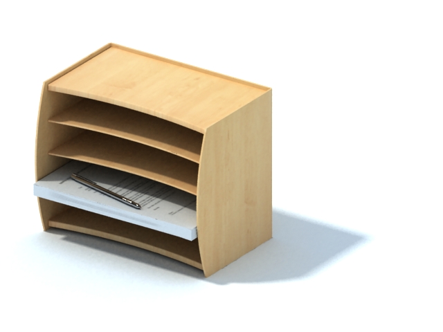 Wood desktop file holder 3d rendering