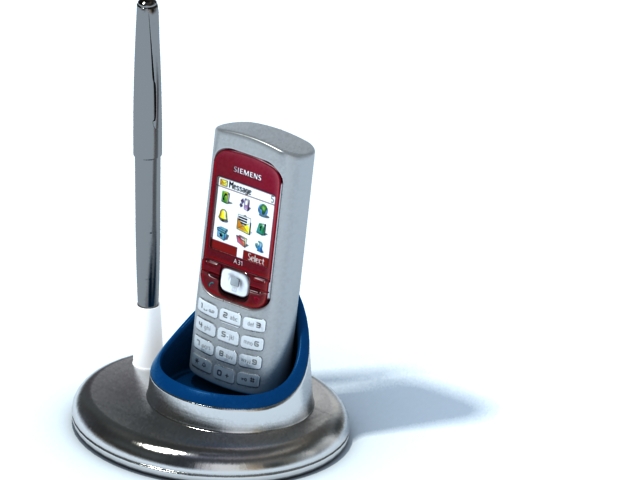 Desktop mobile cell phone holder whit pen 3d rendering