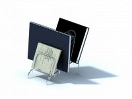 Wire document holder with notebooks 3d model preview